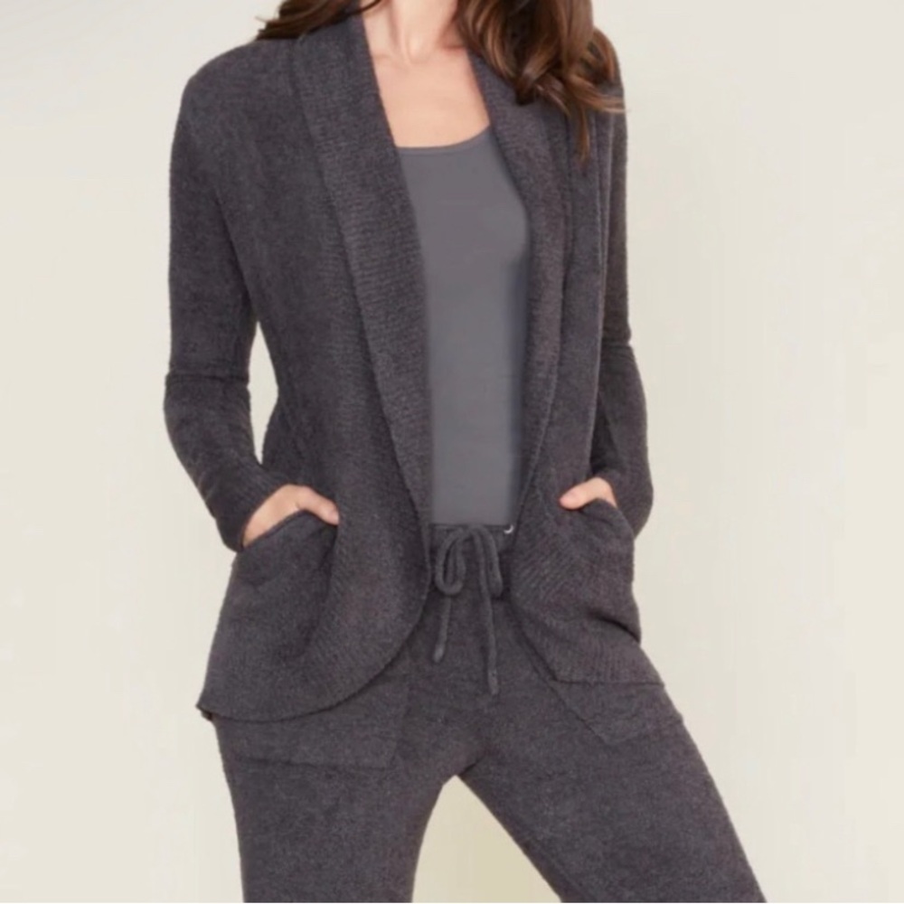 Barefoot Dreams Cozychic Lite Circle Cardigan In Gray Knit Size M